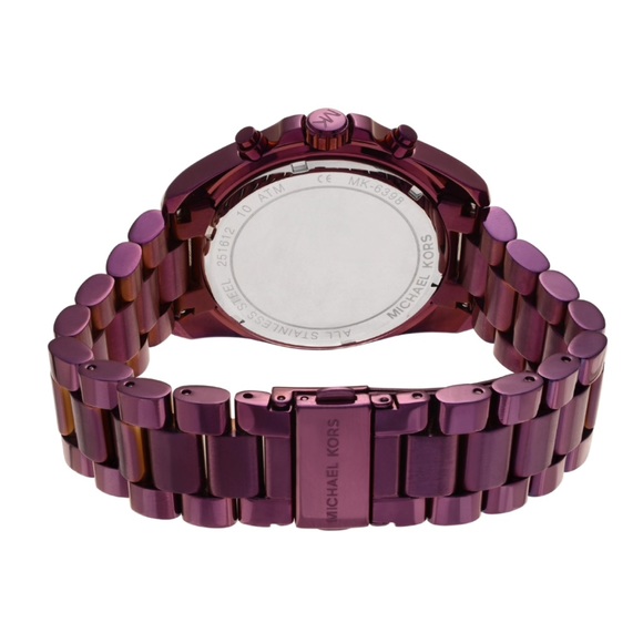 Michael Kors purple and black bradshaw watch - Picture 7 of 8